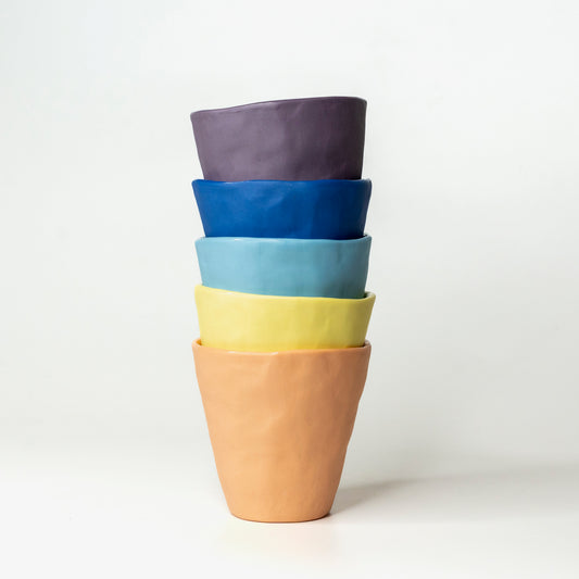 Colourful porcelain teacup