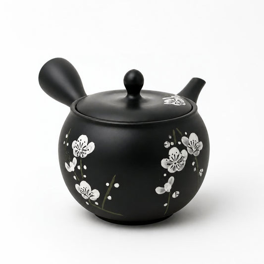Black floral Teapot