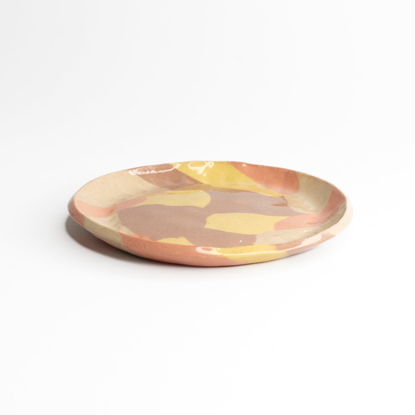 Mixed clay coloured pink plate