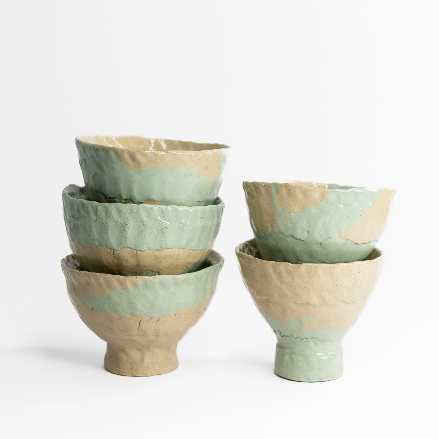 Blue and grey coloured clay cup