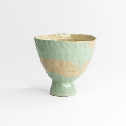 Blue and grey coloured clay cup