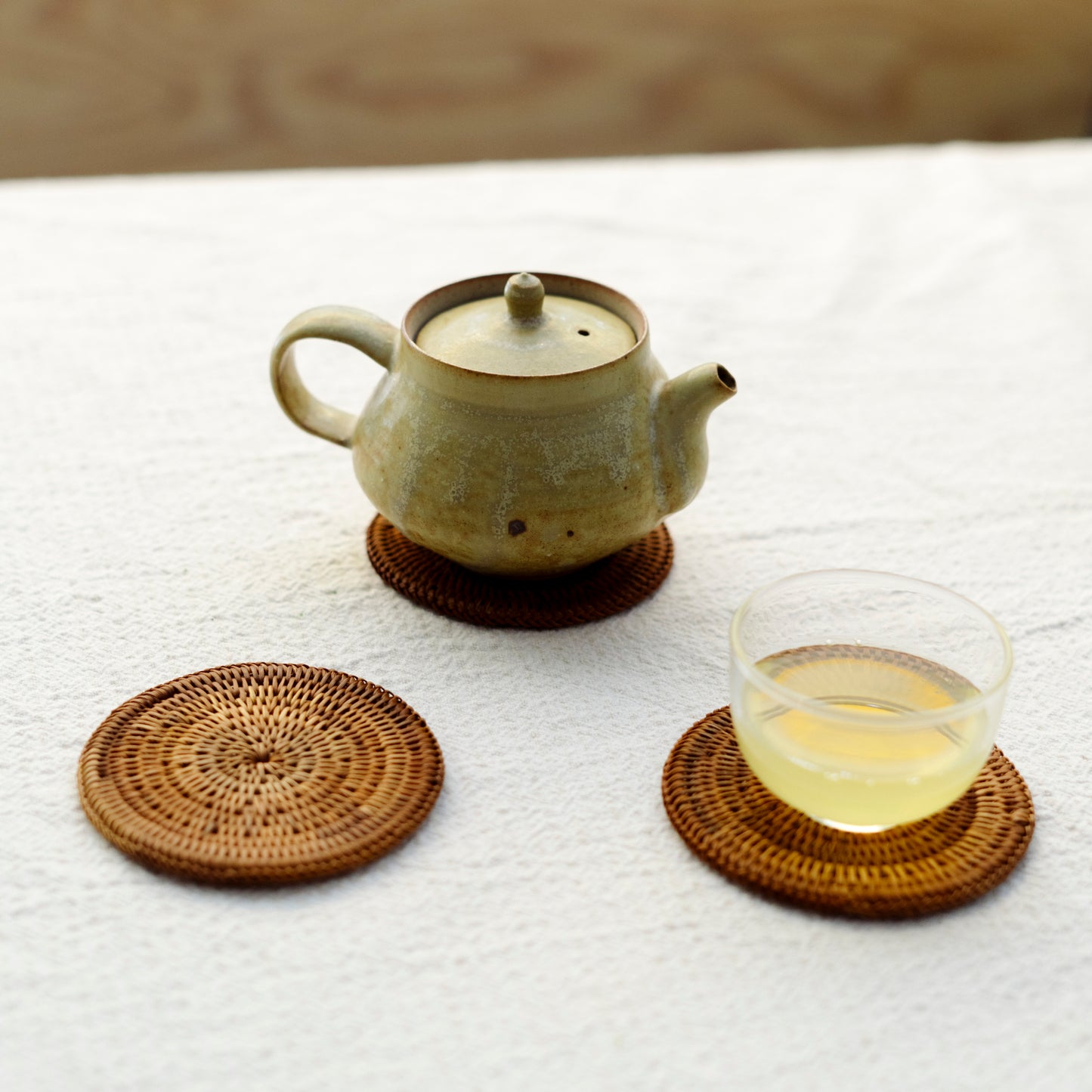 Knitted bamboo coaster